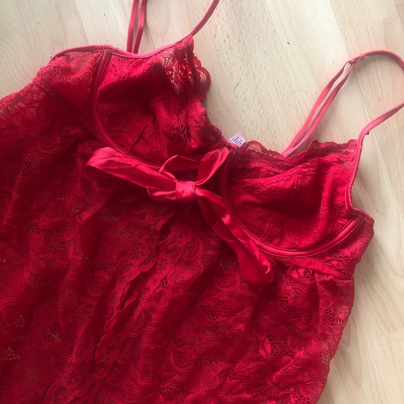 💋🌹 Sexy Babydoll Red Lace Seductive Lingerie La Vie En Rose - Picture 4 of 11